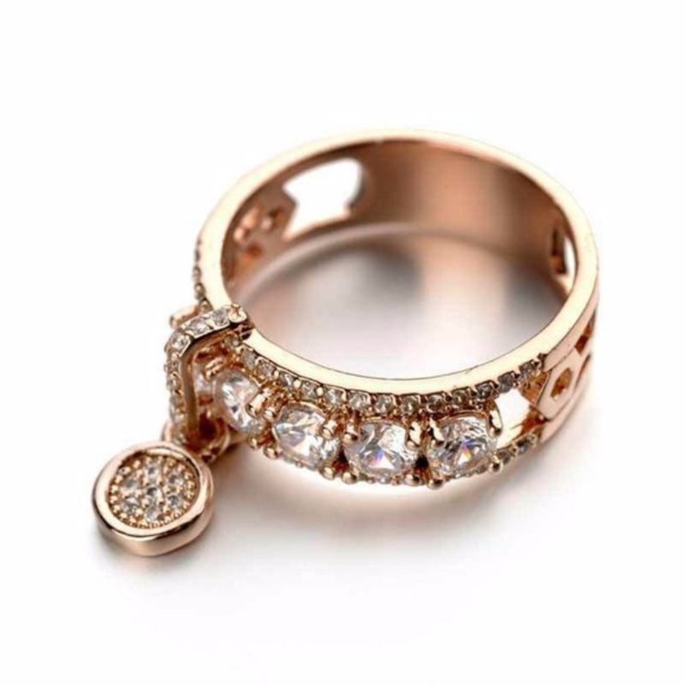 18k Rose Gold Plated Cubic Zircon Wedding Ring New - Picture 5 of 6